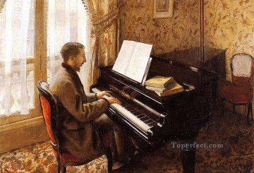 Young Man Playing the Piano Gustave Caillebotte Oil Paintings